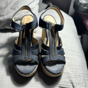 Stylish Navy Wedge Sandals